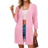 imageArachampampCloz Womens 2025 Summer 34 Short Sleeve Open Front Lightweight Outfit Cardigan Casual Kimono Beach SweaterPink