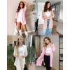 imageArachampampCloz Womens 2025 Summer 34 Short Sleeve Open Front Lightweight Outfit Cardigan Casual Kimono Beach SweaterPink