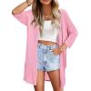 imageArachampampCloz Womens 2025 Summer 34 Short Sleeve Open Front Lightweight Outfit Cardigan Casual Kimono Beach SweaterPink