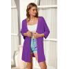 imageArachampampCloz Womens 2025 Summer 34 Short Sleeve Open Front Lightweight Outfit Cardigan Casual Kimono Beach SweaterPurple