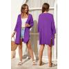 imageArachampampCloz Womens 2025 Summer 34 Short Sleeve Open Front Lightweight Outfit Cardigan Casual Kimono Beach SweaterPurple