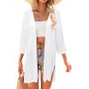 imageArachampampCloz Womens 2025 Summer 34 Short Sleeve Open Front Lightweight Outfit Cardigan Casual Kimono Beach SweaterWhite