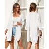 imageArachampampCloz Womens 2025 Summer 34 Short Sleeve Open Front Lightweight Outfit Cardigan Casual Kimono Beach SweaterWhite