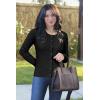 imageArachampampCloz Womens 2025 Summer Lightweight Cardigan Long Sleeve Cable Knit Hollow Out Bow Embroidery TopsBlack