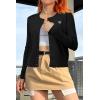 imageArachampampCloz Womens 2025 Summer Lightweight Cardigan Long Sleeve Cable Knit Hollow Out Bow Embroidery TopsBlack