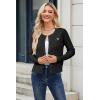 imageArachampampCloz Womens 2025 Summer Lightweight Cardigan Long Sleeve Cable Knit Hollow Out Bow Embroidery TopsBlack
