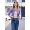 imageArachampampCloz Womens 2025 Summer Lightweight Cardigan Long Sleeve Cable Knit Hollow Out Bow Embroidery TopsPurple