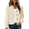 imageArachampampCloz Womens Waffle Cropped Cardigan Ultra Stretchy 2025 Spring Soft Chunky Button Business Casual SweatersApricot