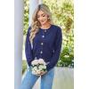 imageArachampampCloz Womens Waffle Cropped Cardigan Ultra Stretchy 2025 Spring Soft Chunky Button Business Casual SweatersBlue