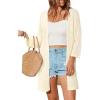 imageArachampampCloz Womens 2025 Summer 34 Short Sleeve Open Front Lightweight Outfit Cardigan Casual Kimono Beach SweaterCream White
