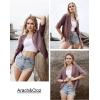 imageArachampampCloz Womens Lightweight Cardigan Short Sleeve Shrugs Button Crochet Knit Fashion Sweaters Tops Cozy CloudsGrey Purple