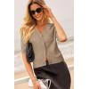 imageArachampampCloz Womens Lightweight Cardigan Short Sleeve Shrugs Button Crochet Knit Fashion Sweaters Tops Cozy CloudsKhaki