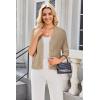 imageArachampampCloz Womens Lightweight Cardigan Short Sleeve Shrugs Button Crochet Knit Fashion Sweaters Tops Cozy CloudsKhaki