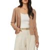 imageArachampampCloz Womens Soft Cropped Cardigan Casual Lightweight Shrug Sweater TopsDark Apricot