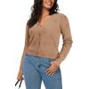 imageArachampampCloz Womens Soft Cropped Cardigan Casual Lightweight Shrug Sweater TopsDark Apricot