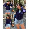 imageArachampampCloz Womens Soft Cropped Cardigan Casual Lightweight Shrug Sweater TopsNavy