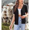 imageArachampampCloz Womens Wool Blended Cropped Cardigan Sweater 2025 Short Sleeve Shrug Business Casual Outfits Lightweight TopBlack