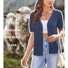 imageArachampampCloz Womens Wool Blended Cropped Cardigan Sweater 2025 Short Sleeve Shrug Business Casual Outfits Lightweight TopBlue