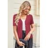imageArachampampCloz Womens Wool Blended Cropped Cardigan Sweater 2025 Short Sleeve Shrug Business Casual Outfits Lightweight TopRuby Pink