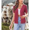 imageArachampampCloz Womens Wool Blended Cropped Cardigan Sweater 2025 Short Sleeve Shrug Business Casual Outfits Lightweight TopRuby Pink