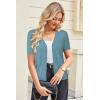 imageArachampampCloz Womens Wool Blended Cropped Cardigan Sweater 2025 Short Sleeve Shrug Business Casual Outfits Lightweight TopSteel Blue