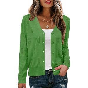 imageArachampampCloz Womens Soft Cropped Cardigan Casual Lightweight Shrug Sweater TopsGreen