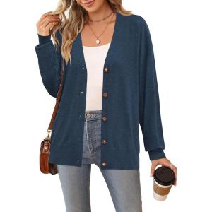 imageArachampampCloz Womens Wool Blend Lightweight Summer Business Casual Cardigan SweatersArmy Blue