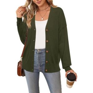 imageArachampampCloz Womens Wool Blend Lightweight Summer Business Casual Cardigan SweatersArmy Green