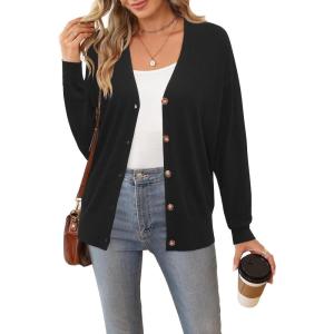 imageArachampampCloz Womens Wool Blend Lightweight Summer Business Casual Cardigan SweatersBlack