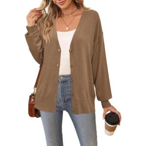 imageArachampampCloz Womens Wool Blend Lightweight Summer Business Casual Cardigan SweatersCamel