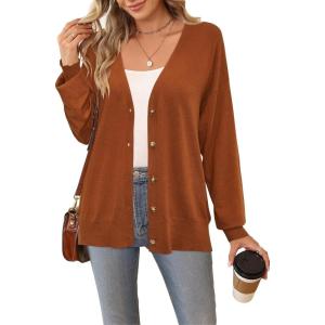 imageArachampampCloz Womens Wool Blend Lightweight Summer Business Casual Cardigan SweatersCaramel Red