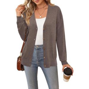 imageArachampampCloz Womens Wool Blend Lightweight Summer Business Casual Cardigan SweatersCoffee