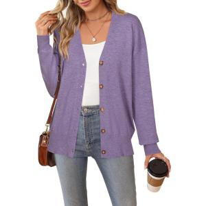 imageArachampampCloz Womens Wool Blend Lightweight Summer Business Casual Cardigan SweatersElegant Purple