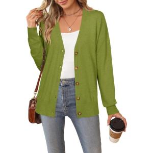 imageArachampampCloz Womens Wool Blend Lightweight Summer Business Casual Cardigan SweatersGrass Green