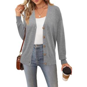 imageArachampampCloz Womens Wool Blend Lightweight Summer Business Casual Cardigan SweatersGray