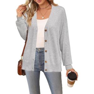 imageArachampampCloz Womens Wool Blend Lightweight Summer Business Casual Cardigan SweatersLight Gray