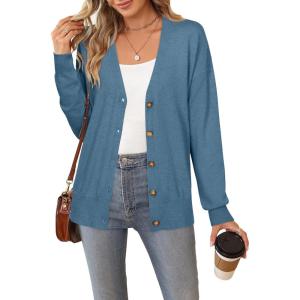 imageArachampampCloz Womens Wool Blend Lightweight Summer Business Casual Cardigan SweatersLucky Blue