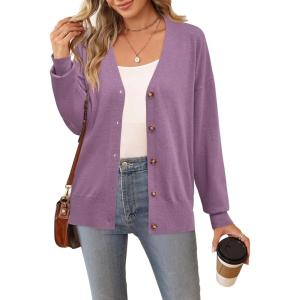 imageArachampampCloz Womens Wool Blend Lightweight Summer Business Casual Cardigan SweatersPurple