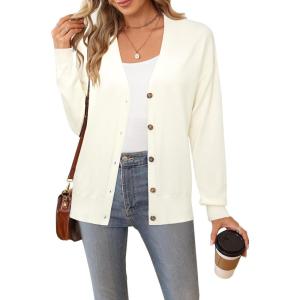 imageArachampampCloz Womens Wool Blend Lightweight Summer Business Casual Cardigan SweatersWhite