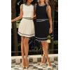imageArachampampCloz Womens 2 Piece Skirt Sets 2025 Fashion Summer Knit Striped Tank Tops Mini Pleated Skirts OutfitsBlack and White