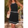 imageArachampampCloz Womens 2 Piece Skirt Sets 2025 Fashion Summer Knit Striped Tank Tops Mini Pleated Skirts OutfitsBlack and White