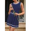 imageArachampampCloz Womens 2 Piece Skirt Sets 2025 Fashion Summer Knit Striped Tank Tops Mini Pleated Skirts OutfitsNavy and White