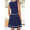 imageArachampampCloz Womens 2 Piece Skirt Sets 2025 Fashion Summer Knit Striped Tank Tops Mini Pleated Skirts OutfitsNavy and White