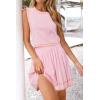 imageArachampampCloz Womens 2 Piece Skirt Sets 2025 Fashion Summer Knit Striped Tank Tops Mini Pleated Skirts OutfitsPink and Orange