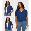 imageArachampampCloz Womens Lightweight Summer Business Casual Cropped Short Sleeve CardiganDark Blue