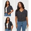 imageArachampampCloz Womens Lightweight Summer Business Casual Cropped Short Sleeve CardiganDark Gray