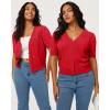 imageArachampampCloz Womens Lightweight Summer Business Casual Cropped Short Sleeve CardiganDeep Orange Red