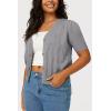 imageArachampampCloz Womens Lightweight Summer Business Casual Cropped Short Sleeve CardiganGrey