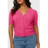 imageArachampampCloz Womens Lightweight Summer Business Casual Cropped Short Sleeve CardiganRose Red