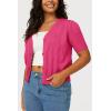 imageArachampampCloz Womens Lightweight Summer Business Casual Cropped Short Sleeve CardiganRose Red